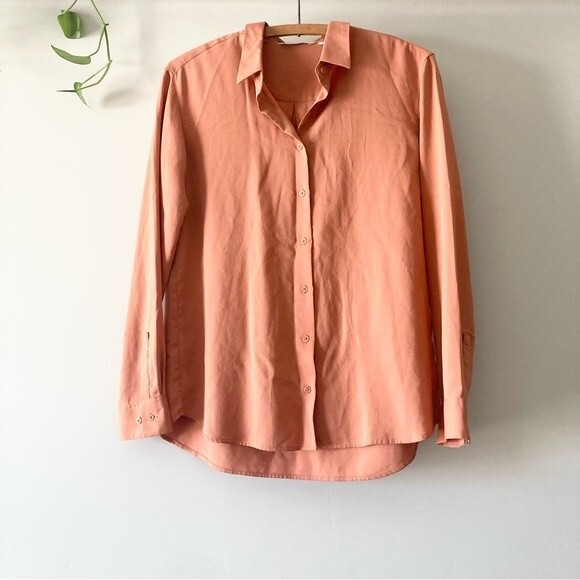 Uniqlo Peach Collar Long‎ Sleeve Button Down Shirt S - Picture 1 of 5